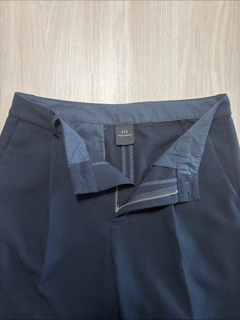 A/X Armani Exchange Men's Dark Navy Textured Flat Front Shorts